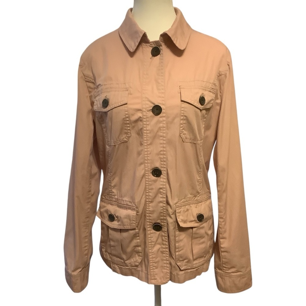 Eddie Bauer Pink Cotton Utility/ Safari Jacket with Classic Collar/ Size L